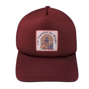 I'm Thankful For Bingo Snapback Mesh Back Trucker Hat Red One Size HSQ